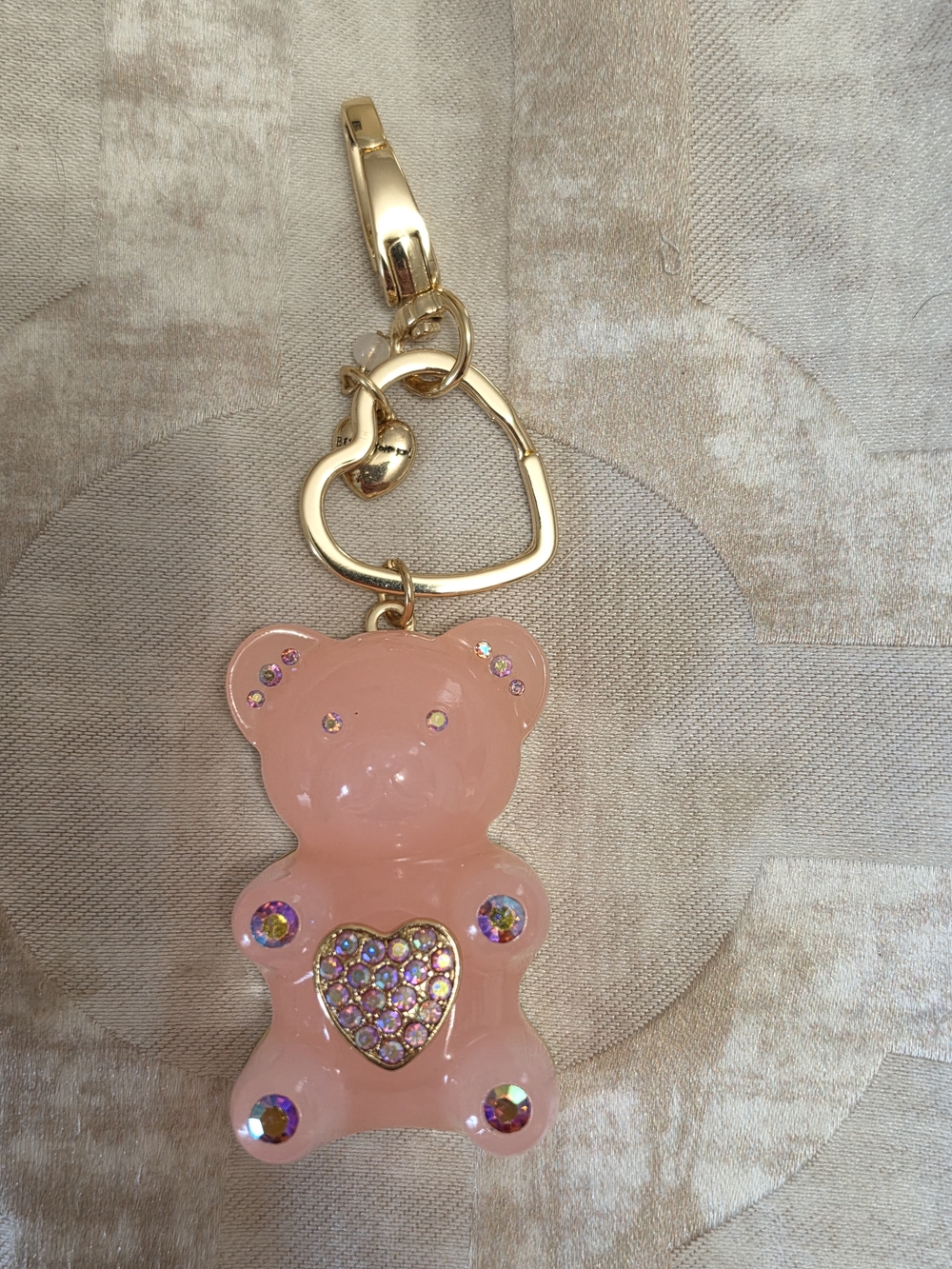 Betsey Johnson Pink Teddy Bear Heart Keychain Kids Accessory